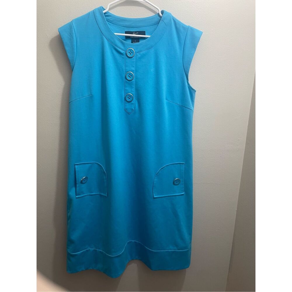 Lennie for Nina Leonard Large Dress Blue Pockets NEW